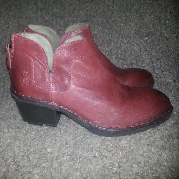 FLY LONDON-Dias Nevada-Brick Leather Back Zip Ankle Boots-Sz 37-NWOB - Picture 2 of 7